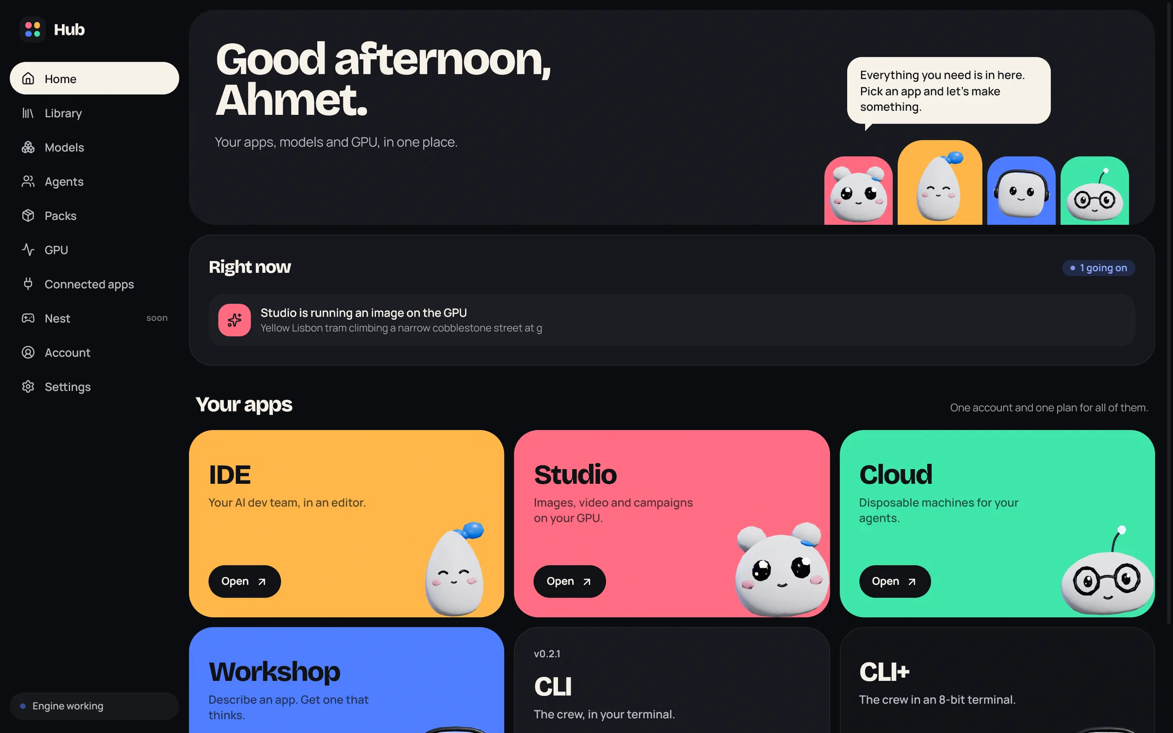 Jennefer Hub: Right now. Studio is making an image on the GPU. Every app is one click away.